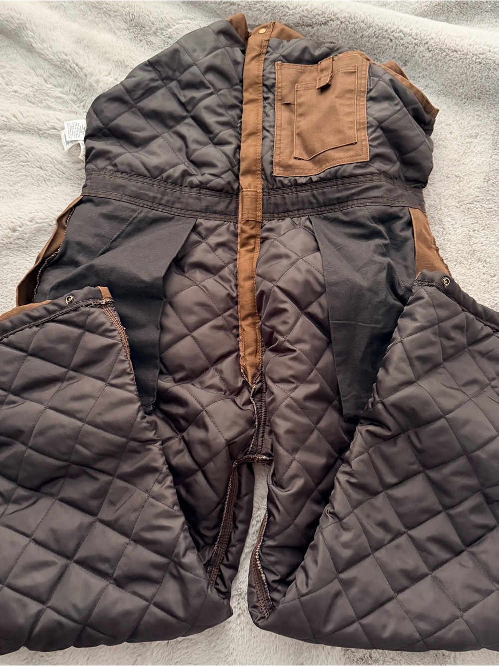 Berne Deluxe Insulated Duck Bib Overalls in Bark Brown - Men's Size Large Short - Picture 12 of 16